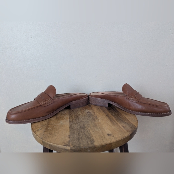 Madewell Elinor Loafer Mule, Leather, Cognac Brown/English Saddle (SIZE 9.5) - Picture 4 of 10